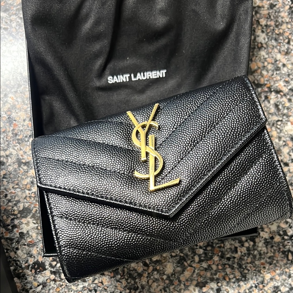 Yves Saint Laurent Black Leather Clutch